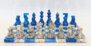 World Wise Imports Blue & Grey Alabaster Chess Set